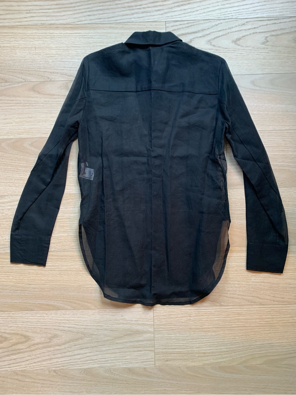 Enza Costa 100% Cotton Black Organza Fitted Button Up Shirt NWOT Size Small - Picture 4 of 6